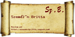 Szemán Britta névjegykártya